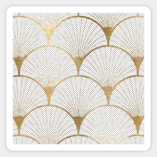 Art Deco pattern - golden polkadot fans Sticker